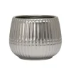 Marie Dumas Ceramic Ribbed Silver Planter  - Small