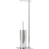 Marie Dumas Chrome Standing Toilet Paper and Brush Holder