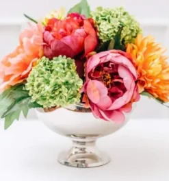 Marie Dumas Floral Arrangement - Nickel Pedestal Bowl
