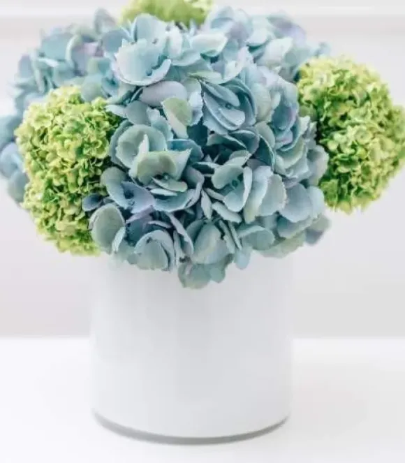 Marie Dumas Floral Arrangement - White Glass Vase