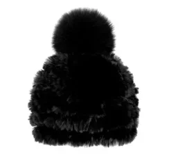 Marie Dumas Fur Beanie Hat with Fox Pompom
