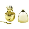 Marie Dumas Gold Forks in Egg Holder