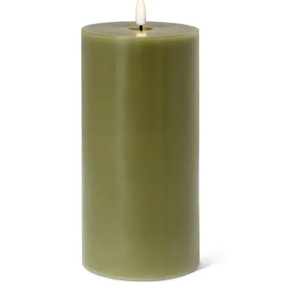 Marie Dumas Green Flameless LED 4x8 Pillar Candle