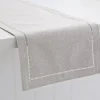 Marie Dumas Hemstitched Light Grey Table Runner