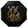 Marie Dumas Hunt Slonem Black Octogonal Regal Rabbits Tray