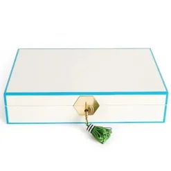 Marie Dumas Jonathan Adler White & Turquoise Jewelry Box