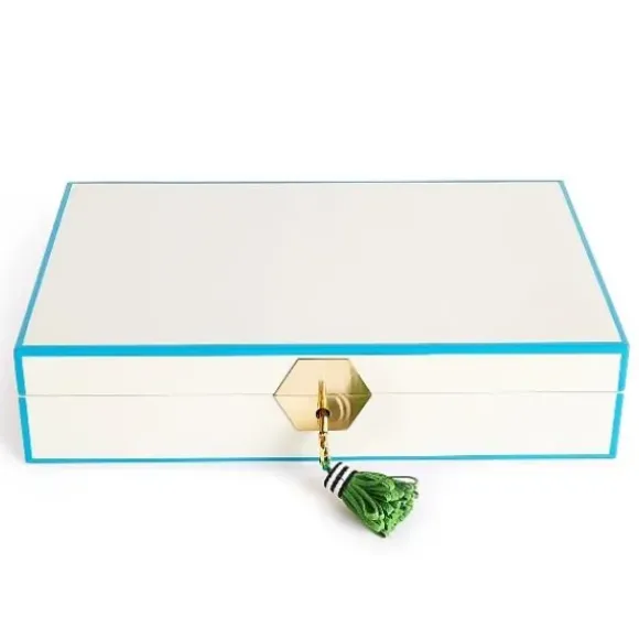 Marie Dumas Jonathan Adler White & Turquoise Jewelry Box