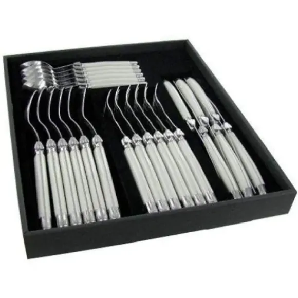 Marie Dumas Laguiole by Andre Verdier 24pc White Flatware Set