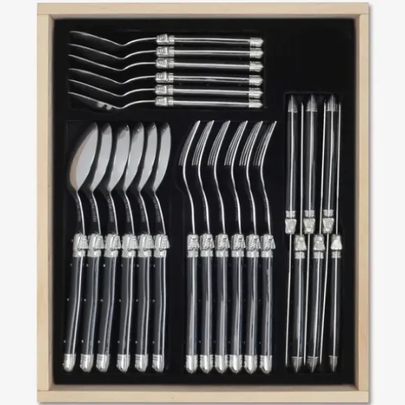 Marie Dumas Laguiole by Andre Verdier Black 24 Piece Flatware Set