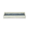 Marie Dumas Large Bone and Blue Herringbone Rectangular Tray