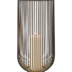 Marie Dumas Large Ribbed Black and Gold Hurricane