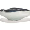 Marie Dumas Large Sculpted White Bowl with Blue Lining