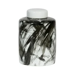 Marie Dumas Medium Black Brushwork Jar