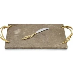 Marie Dumas Michael Aram Wheat Cheese Board w/ Knife