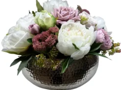 Marie Dumas Peony & Rose in Hammered Bowl Floral Arrangement