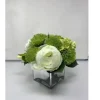 Marie Dumas Peony White & Green Arrangement - Mirrored Vase