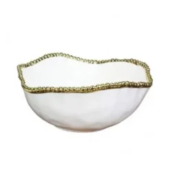 Marie Dumas Porcelain Large Salad Bowl - White and Gold