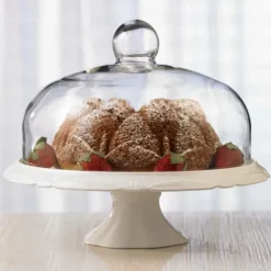 Marie Dumas Porcelain Pedestal Cake Plate with Dome