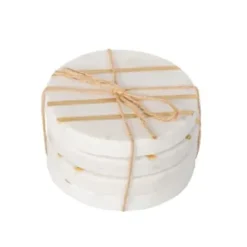 Marie Dumas Round Marble Coasters Inlay Set of 4