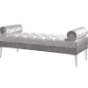 Marie Dumas Serena Long Grey Velvet Bench