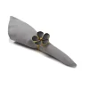 Marie Dumas Set of 4 Black & Gold Flower Napkin Rings