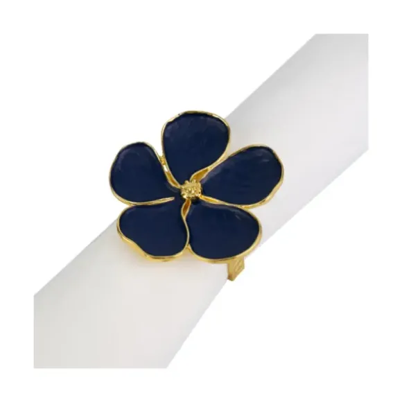 Marie Dumas Set of 4 Blue Flower Napkin Rings
