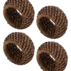 Marie Dumas Set of 4 Brown Rattan Napkin Rings