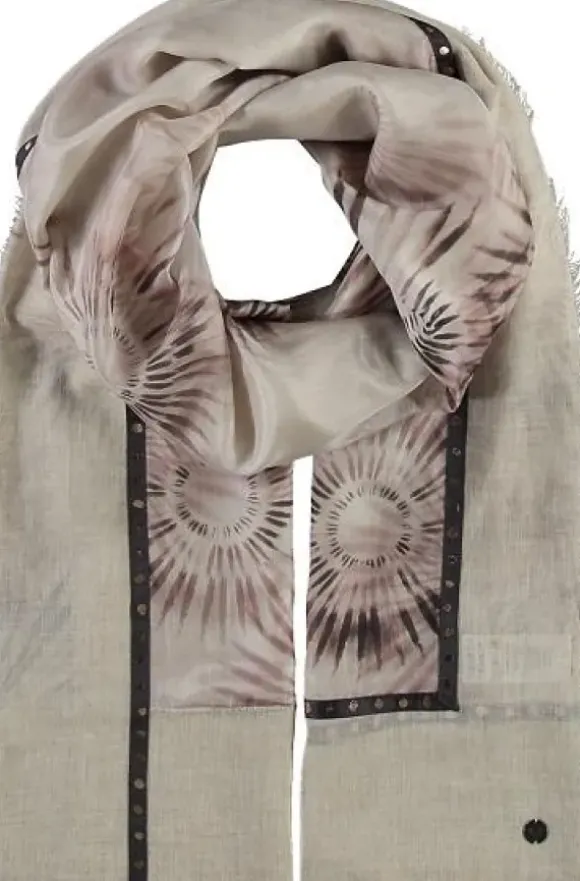 Marie Dumas Silk Patterned Beige Scarf