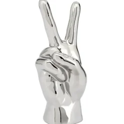 Marie Dumas Silver Ceramic Peace Sign Sculpture