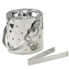 Marie Dumas Stainless Steel Hammered Ice Bucket with Tongs