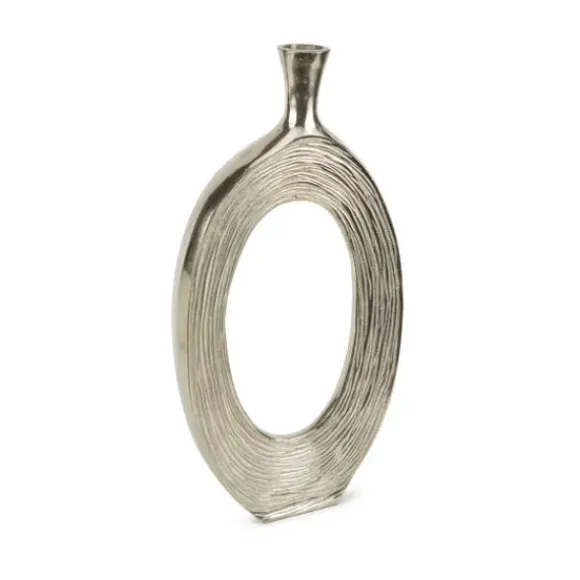Marie Dumas Tall Silver Strips Metal Vase