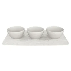 Marie Dumas Villeroy & Boch White Rock Tray with Dip Bowls
