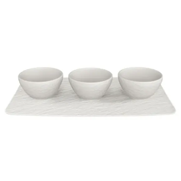 Marie Dumas Villeroy & Boch White Rock Tray with Dip Bowls