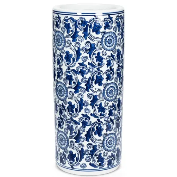 Marie Dumas White & Blue Patterned Umbrella Stand
