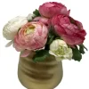 Marie Dumas White & Pink Peonies in Gold Planter Floral Arrangement