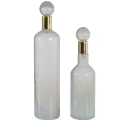 Marie Dumas White Mystic Decanter Set of Two