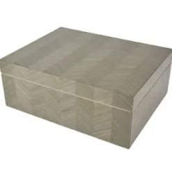 Marie Dumas Wood Lacquered Box - Grey Chevron